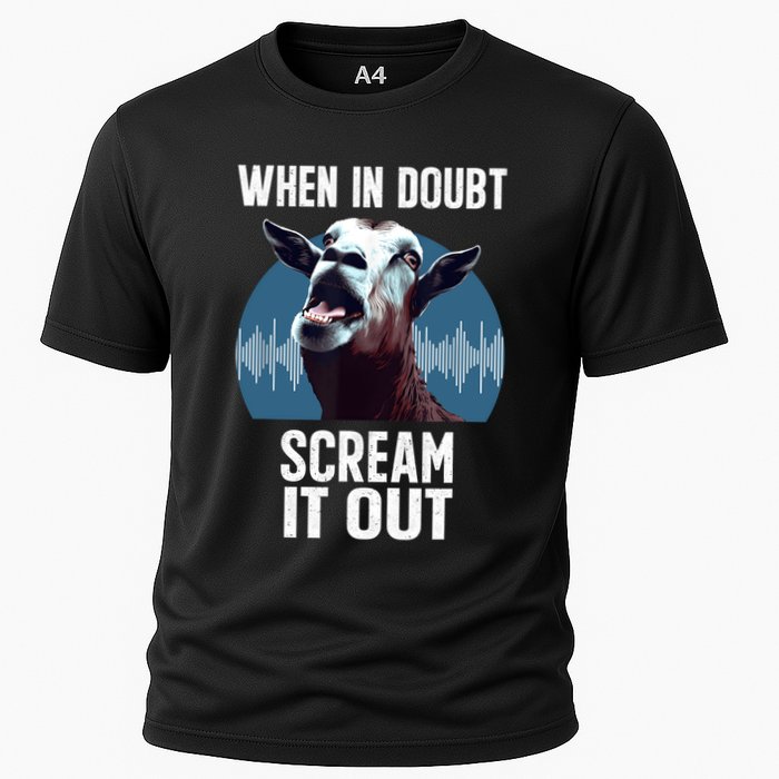 Screaming Goat Scream It Out Meme Face Goat Owner Farmer Cooling Performance Crew T-Shirt