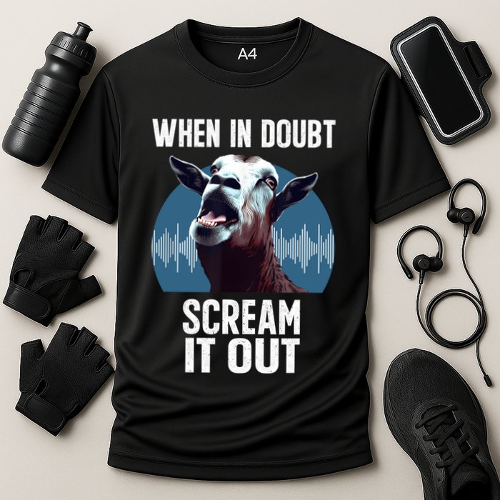 Screaming Goat Scream It Out Meme Face Goat Owner Farmer Cooling Performance Crew T-Shirt