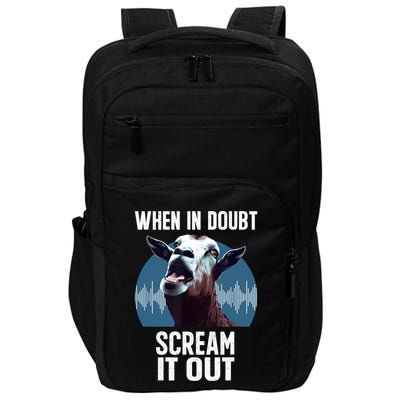 Screaming Goat Scream It Out Meme Face Goat Owner Farmer Impact Tech Backpack