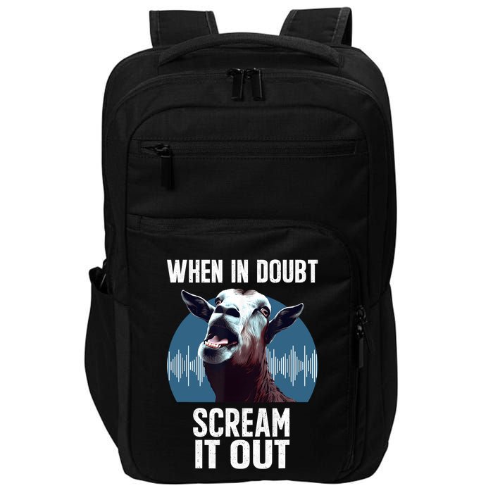 Screaming Goat Scream It Out Meme Face Goat Owner Farmer Impact Tech Backpack