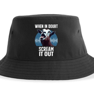 Screaming Goat Scream It Out Meme Face Goat Owner Farmer Sustainable Bucket Hat