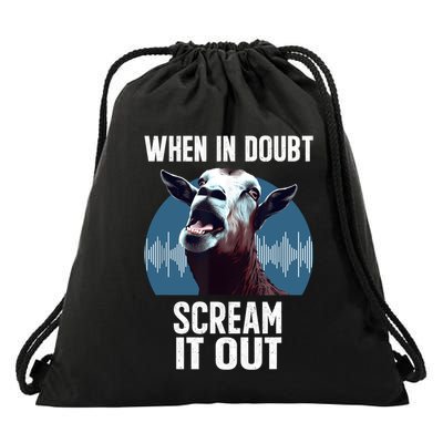 Screaming Goat Scream It Out Meme Face Goat Owner Farmer Drawstring Bag
