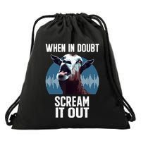 Screaming Goat Scream It Out Meme Face Goat Owner Farmer Drawstring Bag