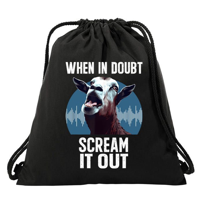 Screaming Goat Scream It Out Meme Face Goat Owner Farmer Drawstring Bag