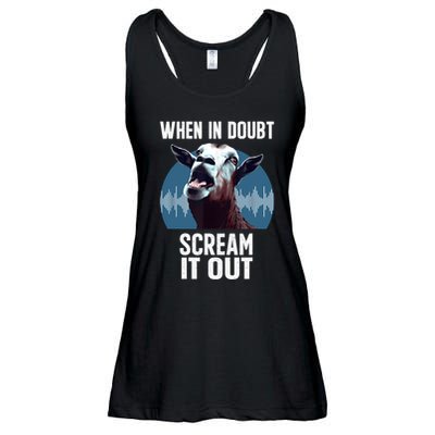 Screaming Goat Scream It Out Meme Face Goat Owner Farmer Ladies Essential Flowy Tank