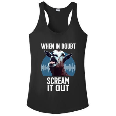 Screaming Goat Scream It Out Meme Face Goat Owner Farmer Ladies PosiCharge Competitor Racerback Tank