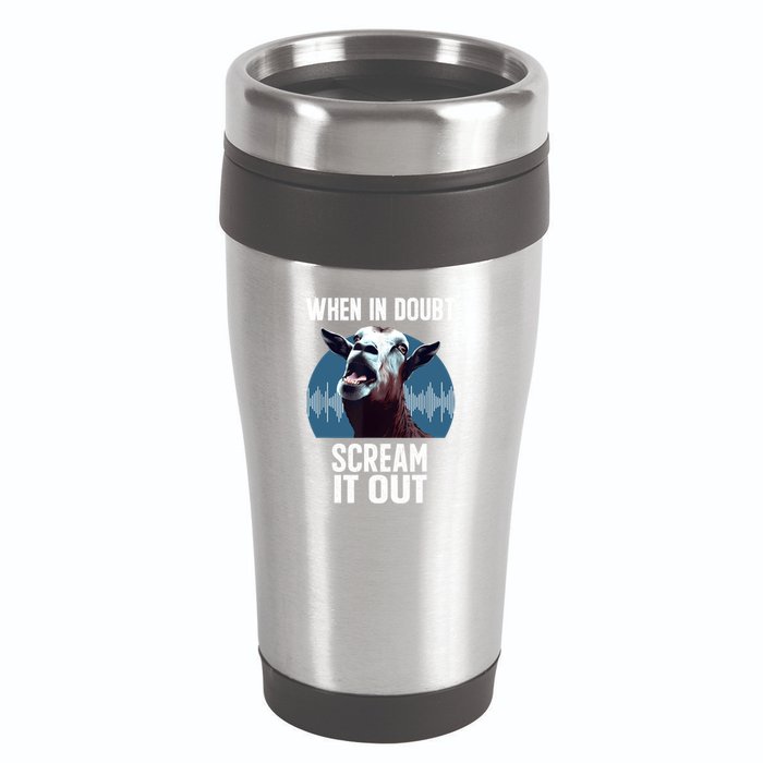 Screaming Goat Scream It Out Meme Face Goat Owner Farmer 16oz Travel Tumbler