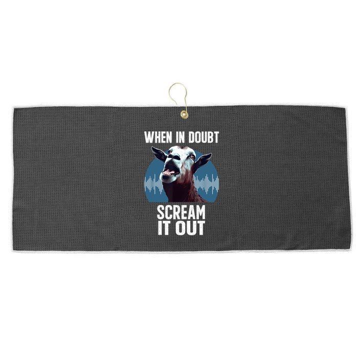 Screaming Goat Scream It Out Meme Face Goat Owner Farmer Large Microfiber Waffle Golf Towel