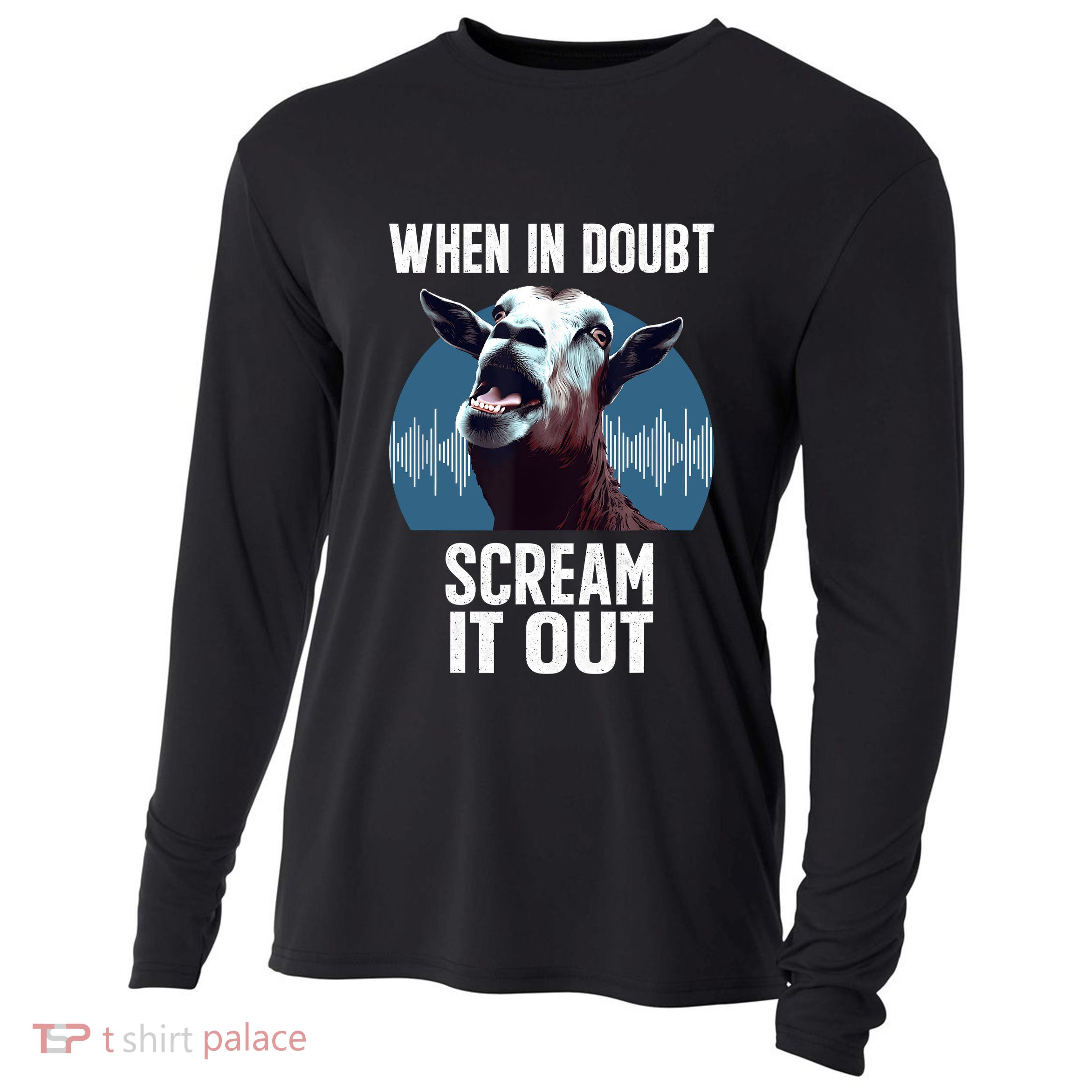 Screaming Goat Scream It Out Meme Face Goat Owner Farmer Cooling Performance Long Sleeve Crew