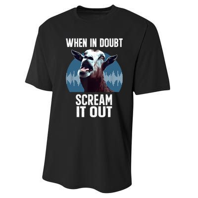 Screaming Goat Scream It Out Meme Face Goat Owner Farmer Performance Sprint T-Shirt