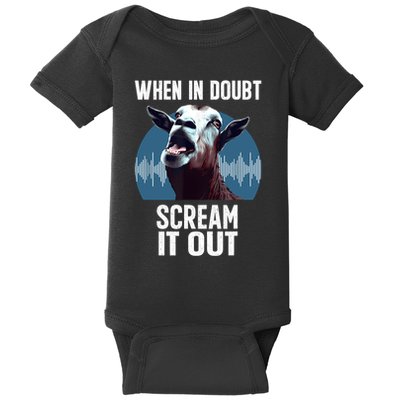 Screaming Goat Scream It Out Meme Face Goat Owner Farmer Baby Bodysuit