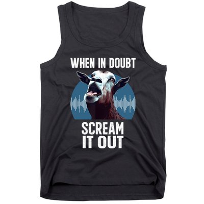 Screaming Goat Scream It Out Meme Face Goat Owner Farmer Tank Top