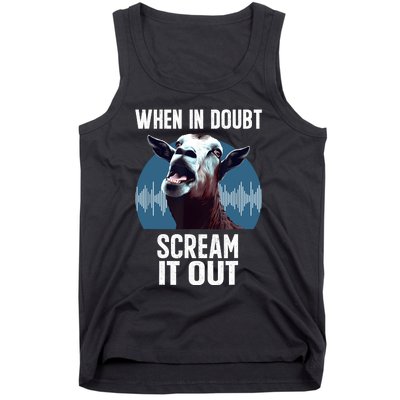 Screaming Goat Scream It Out Meme Face Goat Owner Farmer Tank Top