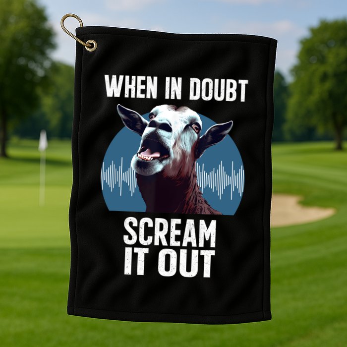Screaming Goat Scream It Out Meme Face Goat Owner Farmer Golf Towel