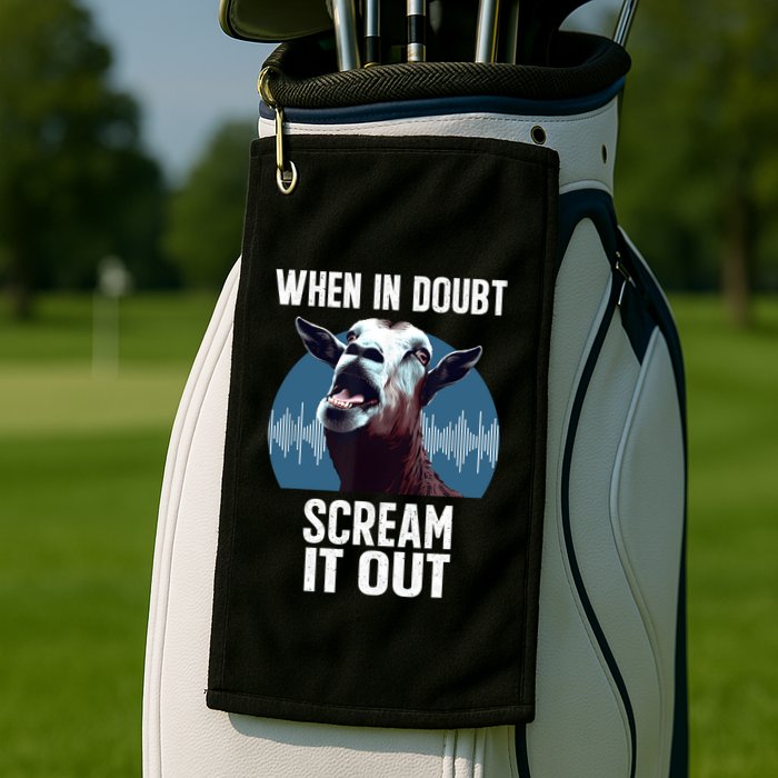 Screaming Goat Scream It Out Meme Face Goat Owner Farmer Golf Towel