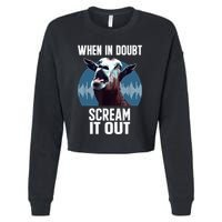 Screaming Goat Scream It Out Meme Face Goat Owner Farmer Cropped Pullover Crew