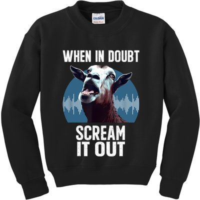 Screaming Goat Scream It Out Meme Face Goat Owner Farmer Kids Sweatshirt