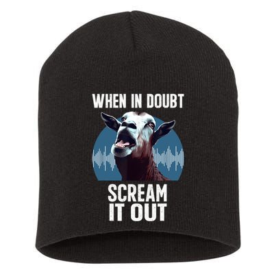 Screaming Goat Scream It Out Meme Face Goat Owner Farmer Short Acrylic Beanie