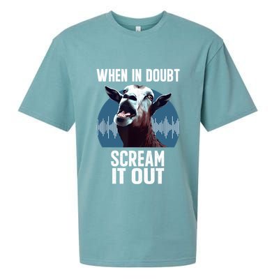 Screaming Goat Scream It Out Meme Face Goat Owner Farmer Sueded Cloud Jersey T-Shirt