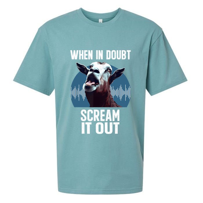 Screaming Goat Scream It Out Meme Face Goat Owner Farmer Sueded Cloud Jersey T-Shirt