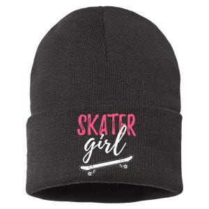 Skater Girl Skateboarding Skateboard Gift Sustainable Knit Beanie