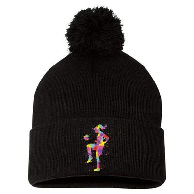 Soccer Girl Pom Pom 12in Knit Beanie