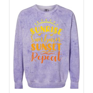 Summer Gift Sunrise Sunburn Sunset Repeat Gift Colorblast Crewneck Sweatshirt