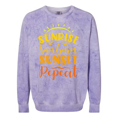 Summer Gift Sunrise Sunburn Sunset Repeat Gift Colorblast Crewneck Sweatshirt