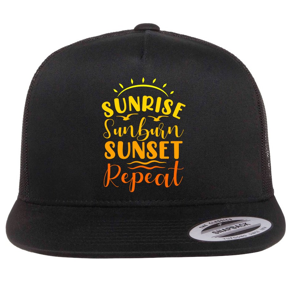 Summer Gift Sunrise Sunburn Sunset Repeat Gift Flat Bill Trucker Hat