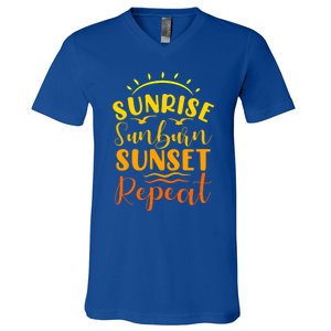 Summer Gift Sunrise Sunburn Sunset Repeat Gift V-Neck T-Shirt