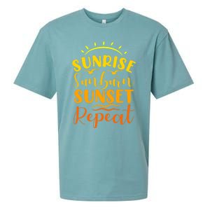 Summer Gift Sunrise Sunburn Sunset Repeat Gift Sueded Cloud Jersey T-Shirt