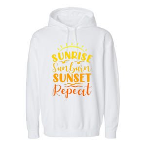 Summer Gift Sunrise Sunburn Sunset Repeat Gift Garment-Dyed Fleece Hoodie