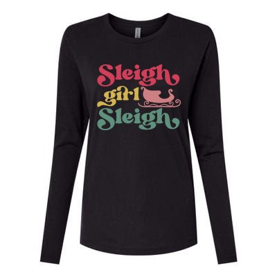 sleigh girl sleigh christmas  Womens Cotton Relaxed Long Sleeve T-Shirt