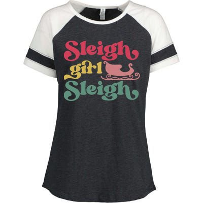 sleigh girl sleigh christmas  Enza Ladies Jersey Colorblock Tee