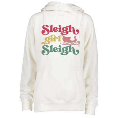 sleigh girl sleigh christmas  Womens Funnel Neck Pullover Hood