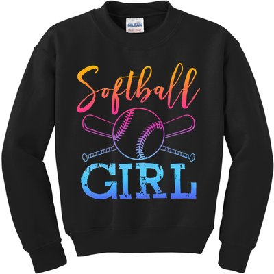 Softball Girls Softball Player Softball Girl Kids Sweatshirt
