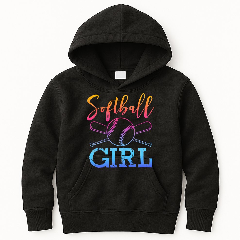 Softball Girls Softball Player Softball Girl Kids Hoodie
