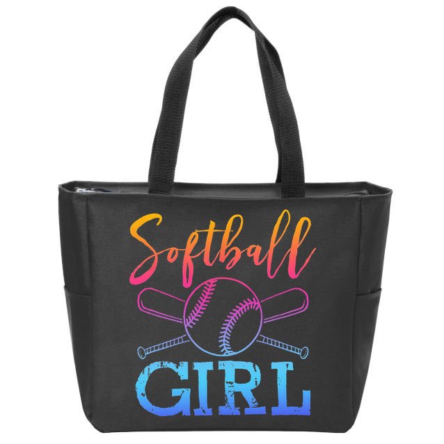 Softball Girls Softball Player Softball Girl Zip Tote Bag