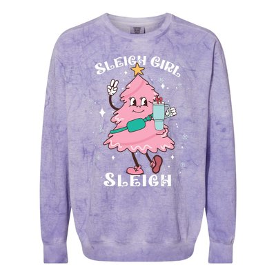 Sleigh Girl Sleigh Reindeer Christmas Retro Xmas Pjs Holiday Colorblast Crewneck Sweatshirt