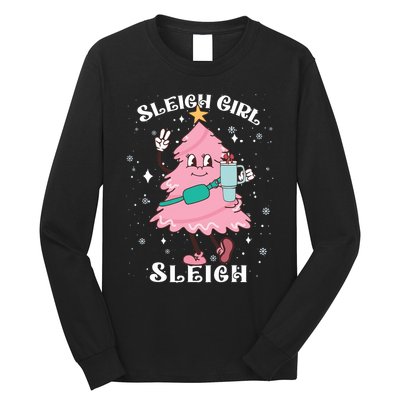 Sleigh Girl Sleigh Reindeer Christmas Retro Xmas Pjs Holiday Long Sleeve Shirt