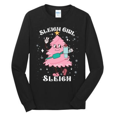 Sleigh Girl Sleigh Reindeer Christmas Retro Xmas Pjs Holiday Tall Long Sleeve T-Shirt