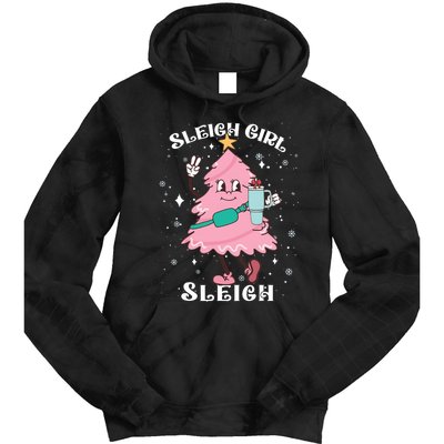 Sleigh Girl Sleigh Reindeer Christmas Retro Xmas Pjs Holiday Tie Dye Hoodie