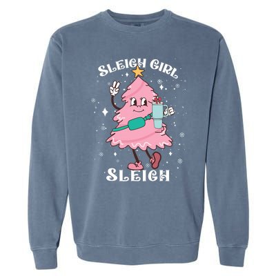 Sleigh Girl Sleigh Reindeer Christmas Retro Xmas Pjs Holiday Garment-Dyed Sweatshirt