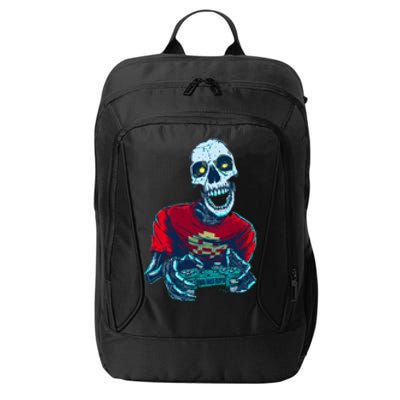 Scary Gamer Skeleton Playing Video Games Graphic City Backpack