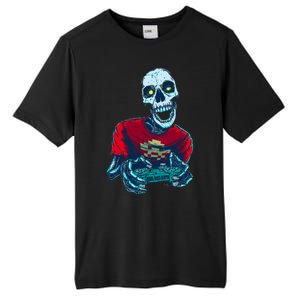 Scary Gamer Skeleton Playing Video Games Graphic Tall Fusion ChromaSoft Performance T-Shirt