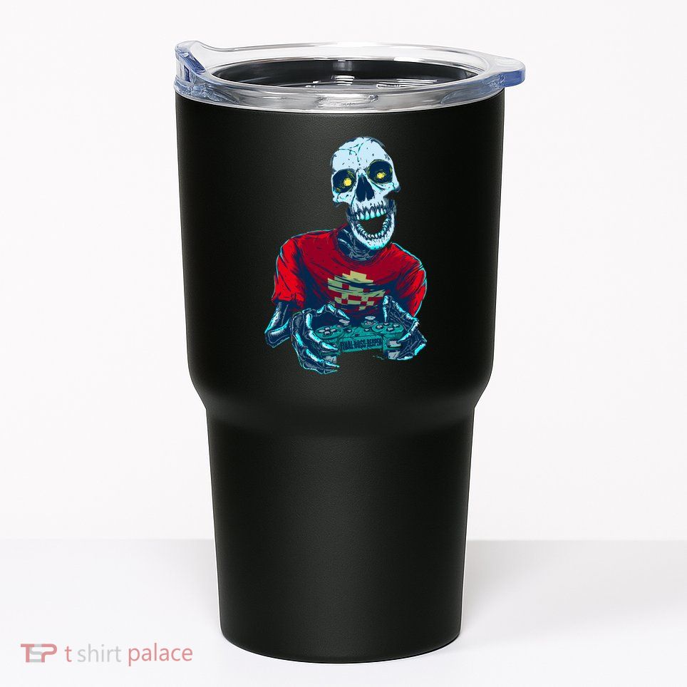 Scary Gamer Skeleton Playing Video Games Graphic Tumbler