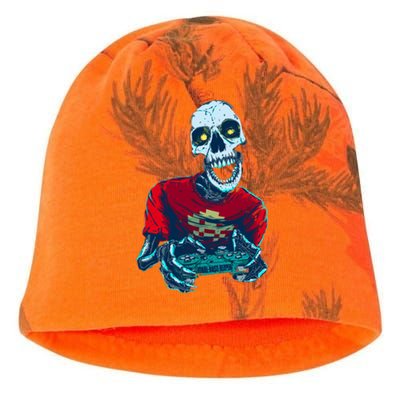 Scary Gamer Skeleton Playing Video Games Graphic Kati - Camo Knit Beanie