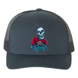 Scary Gamer Skeleton Playing Video Games Graphic Yupoong Adult 5-Panel Trucker Hat