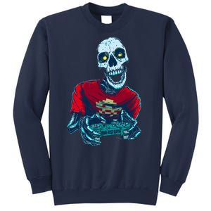 Scary Gamer Skeleton Playing Video Games Graphic Sweatshirt