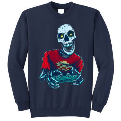 Scary Gamer Skeleton Playing Video Games Graphic Sweatshirt